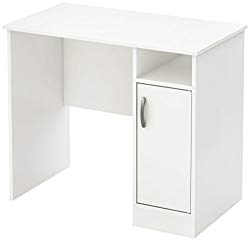 South Shore Small Computer Desk with Door, Pure White