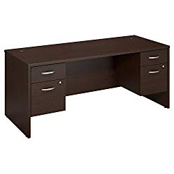 Bush Business Furniture Series C Collection 72W X 30D Desk Shell with (2) 3/4 Pedestals in Mocha Cherry