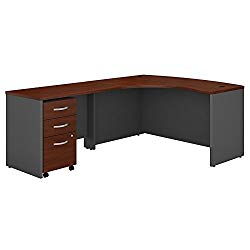 Bush Business Furniture SRC007HCLSU Series C Left Handed L Shaped Desk with Mobile File Cabinet in Hansen Cherry