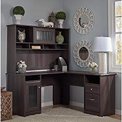 Cabot L Shaped Desk with Hutch in Heather Gray