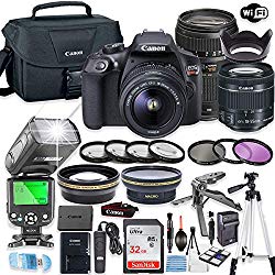 Canon EOS Rebel T6 Camera w/Canon EF-S 18-55mm is II Lens & Tamron 70-300mm Zoom Lens + 32GB Sandisk Memory + Canon Case + TTL Speedlight Flash (Good Up-to 180 Feet) + Accessory Bundle