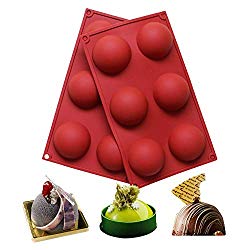 BAKER DEPOT 6 Holes Silicone Mold For Chocolate, Cake, Jelly, Pudding, Handmade Soap, Round Shape, Dia: 2 1/2 inches, Set of 2