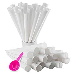 Cotton Candy Cones (100 Pack), White Plus Bonus Little Sugar scoop for easy Pouring