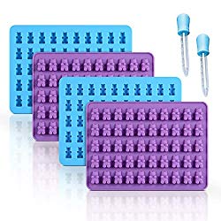 Gummy Bear Candy Molds Silicone – Chocolate Gummy Molds with 2 Bonus Droppers Nonstick Best Food Grade Silicone Pack of 4