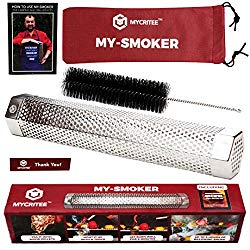 Mycritee Hexagonal Pellet Smoker Tube 12″ | Premium Stainless Steel Hot and Cold Smoking | 5 Hours of Smoke for All Grills or Smokers | Brush + Canvas Bag + eBook for Grilling and Smoking Included