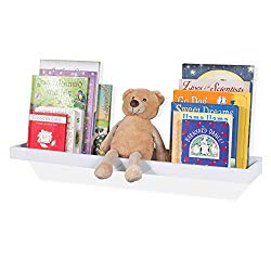 Wallniture Philly Nursery Baby Bookshelf Tray – Picture Ledge – Wall Mount Floating Book Shelves for Kids Room – Organizer Storage Display 23.75 Inch (White)