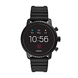 Fossil Men’s Gen 4 Q Explorist HR Stainless Steel and Silicone Touchscreen Smartwatch, Color: Black (Model: FTW4018)