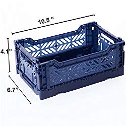 AY-KASA Collapsible Storage Bin Container Basket Tote , Folding Basket CRATE Container : Storage , Kitchen , Houseware Utility Basket Tote Crate Mini-BOX ( NAVY )
