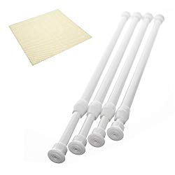 Danily 4 Pack Cupboard Bars Adjustable Spring Tension Rods 11.81 to 20 Inches, White, Comes with a Non Slip Shelf Liner