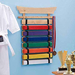 DIBSIES Personalization Station Natural Wood Karate Belt Display (8 Belt)
