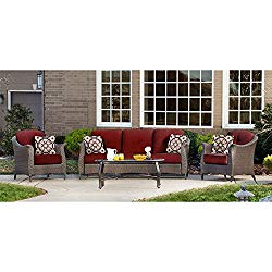 Hanover Outdoor Furniture Gramercy 4Piece Wicker Patio Seating Set, Crimson Red