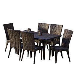 Christopher Knight Home 232464 Brooklyn 7-Pieces Outdoor Wicker Dining Set, Brown