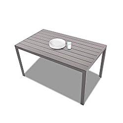 KARMAS PRODUCT Patio Dining Table Outdoor Aluminum Rectangle Table,All Weather Resistant,Size 55.1”L X 31.5”W X 28.3”H,Gray