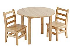 ECR4Kids 30″ Round Natural Hardwood Table, 22″ Height with Two 12″ Chair Set (3-Piece)