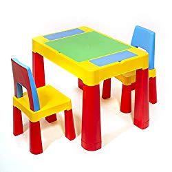 ihubdeal XL 3 in 1 Kids Activity Table Building Blocks and Chair Set Sand Table Craft Table Building Brick Table with Storage