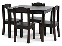 Tot Tutors TC824 Espresso Collection Kids Wood Table & 4 Chair Set, Espresso