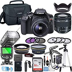 Canon EOS Rebel T6 DSLR Camera Bundle with Canon EF-S 18-55mm is II Lens + 32GB Sandisk Memory + Canon Case + TTL Speedlight Flash (Good Upto 180 Feet) + Accessory Bundle