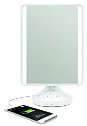 iHome 7″ x 9″ Reflect iCVBT2 Adjustable Vanity Mirror with Bluetooth Audio, Hands-Free Speakerphone, LED Lighting, Siri & Google Support USB Charging, Flat Panel LED Lighting (White) (White, 7″ x 9″)