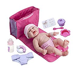 LA NEWBORN 10 Piece Deluxe DIAPER BAG GIFT SET, featuring a 13” Realistic All Vinyl Smiling Baby Newborn Doll – Perfect for Children 2+