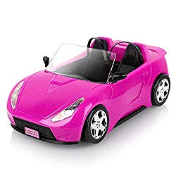 Super Joy Convertible Car for Dolls (Great for Barbie Dolls), Glittering Magenta Convertible Doll Vehicle with working Seat Belts