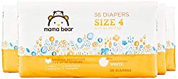 Amazon Brand – Mama Bear Diapers Size 4, 144 Count, White Print (4 packs of 36)