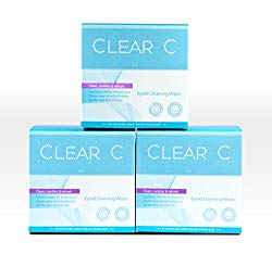 Clear C Premium No Rinse Non Irritating Eyelid Wipes 30count x 3 – Pre-moistened Pads for Dry Eyes, Red Eyes, Daily Use. 3 Boxes of 30 Individually Wrapped Wipes, Bulk Discount Combo