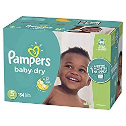 Pampers Baby Dry Disposable Baby Diapers, Size 5,164 Count, ONE MONTH SUPPLY