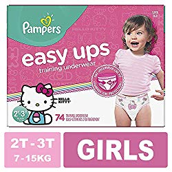Pampers Easy Ups Pull On Disposable Training Diaper for Girls, Size 4 (2T-3T), Super Pack, 74 Count