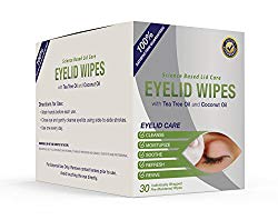 Premium Eyelid Wipes with Tea Tree and Coconut Oil – Cleansing Eye Wipes for People Itchy Eyes – Box of 30 Natural Eye Wipes