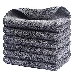 Sinland Microfiber Face Cloths For Bath Reusable Makeup Remover Cloth Ultra Soft and Absorbent Washcloths For Baby 12Inch x 12Inch Grey 6 Pack