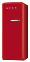 Smeg FAB28URDL1 24″ 50’s Style Top-Freezer Refrigerator with 9.22 Cu. Ft. Capacity, Ice Compartment, Interior Light, Adjustable Glass Shelves and Bottle Storage in Red: Left hinge
