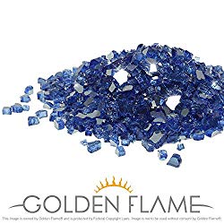 Golden Flame 10-Pound Fire Glass 1/4-Inch Cobalt Blue Reflective