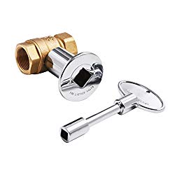 Skyflame 3/4 Inch Straight Gas Key Valve Kit for Fire Pit Fireplace with Flange and 3 Inches Key, Chromed