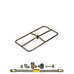 Spotix HPC Rectangle Fire Pit Burner Kit (FPSR24X12KIT-NG-MSCB), 24×12-Inch Burner, Match Light, Natural Gas