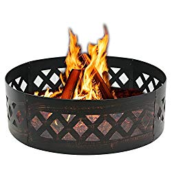 LEMY 37″ Heavy Duty Fire Ring Wilderness Fire Pit Ring Campfire Ring Steel Patio Camping Outdoors