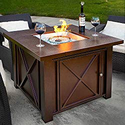 XtremepowerUS Out Door Patio Heaters LPG Propane Fire Pit Table Hammered Bronze Steel Finish, Deluxe
