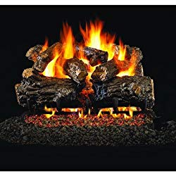 Peterson Real Fyre 24-inch Burnt Rustic Oak Gas Log Set With Vented Natural Gas G45 Burner – Match Light