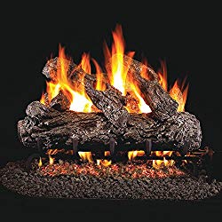 Peterson Real Fyre 30-inch Rustic Oak Gas Log Set With Vented Natural Gas G45 Burner – Match Light