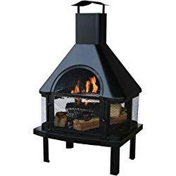 Uniflame Outdoor Wood Burning Fire Place, Black