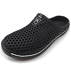 Amoji Garden Clogs Shoes House Slippers Indoor Room Sandals Outdoor Outside Shower Crocks Summer Quick Dry Ladies Adult Female Male Girl Boy AM1702 Black 13.5-14.5 US Women/11.5-12.5 US Men