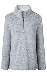 Angashion Womens Sweatshirt – Long Sleeve 1/4 Zip Up Faux Fleece Pullover Hoodies Coat Tops Outwear with Pocket 174 Silver Grey M
