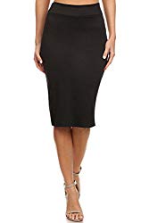 Azule Women’s Below the Knee Pencil Skirt for Office Wear – Made in USA, Black, Small