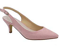 Greatonu Womens Pink Adjustable Sling Back Low Heel Dressy Pumps Size 8