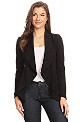 HEO CLOTHING Women’s Stretch Long Sleeves Open Front Blazer/Made in USA (S-3XL) , Hbl00009 Black, Large