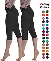 Lush Moda Extra Soft Leggings – Variety of Colors – One Size Yoga Waist – Two Pack (Black-Black)