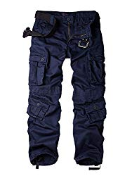 Must Way Women’s Casual Loose Fit Camouflage Multi Pockets Cargo Pants Royal Blue L