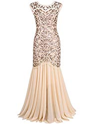 PrettyGuide Women ‘s 1920s Art Deco Sequin Gatsby Formal Evening Prom Dress L Champagne
