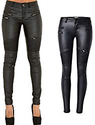 PU Leather Pants for Women Sexy Tight Stretchy Rider Leggings Black US 8