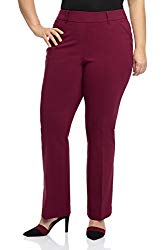 Rekucci Curvy Woman Ease in to Comfort Fit Barely Bootcut Plus Size Pant (16W,Burgundy)