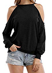 Sarin Mathews Womens Halter Neck Top Cut Out Shoulder Blouse Sweatshirts Black XL